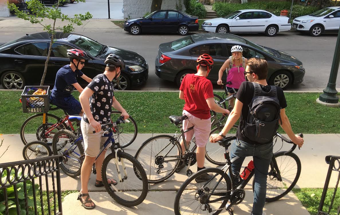 Mansfield Hall students heading out on a bike ride